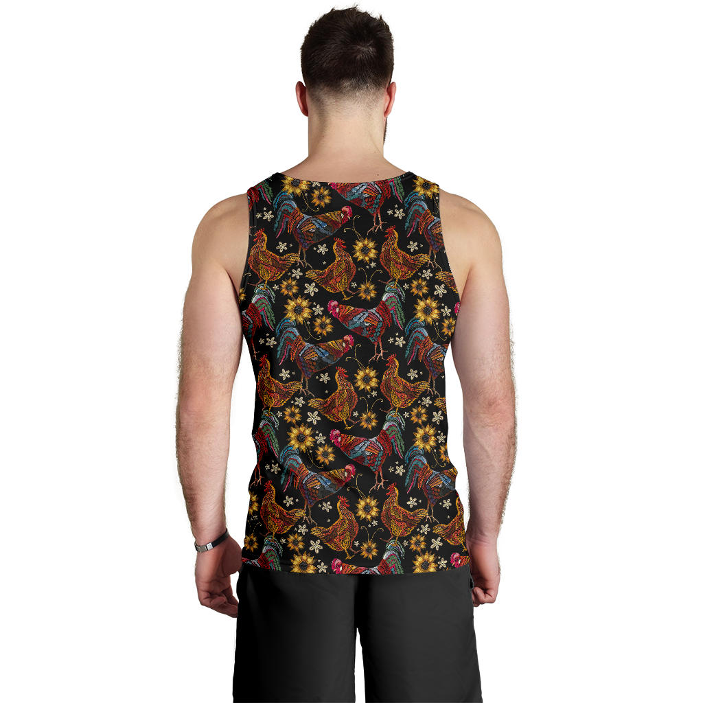 Chicken Embroidery Style Men Tank Top