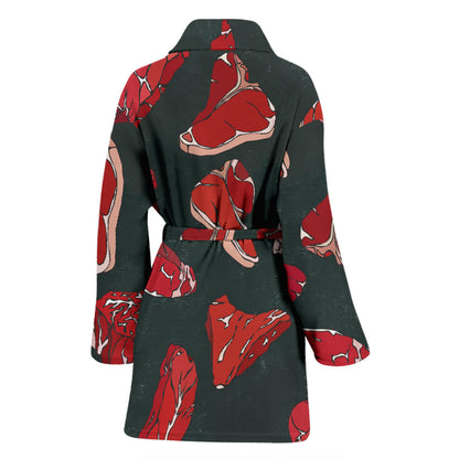 Meat Pattern Print Design 01 Women Bathrobe