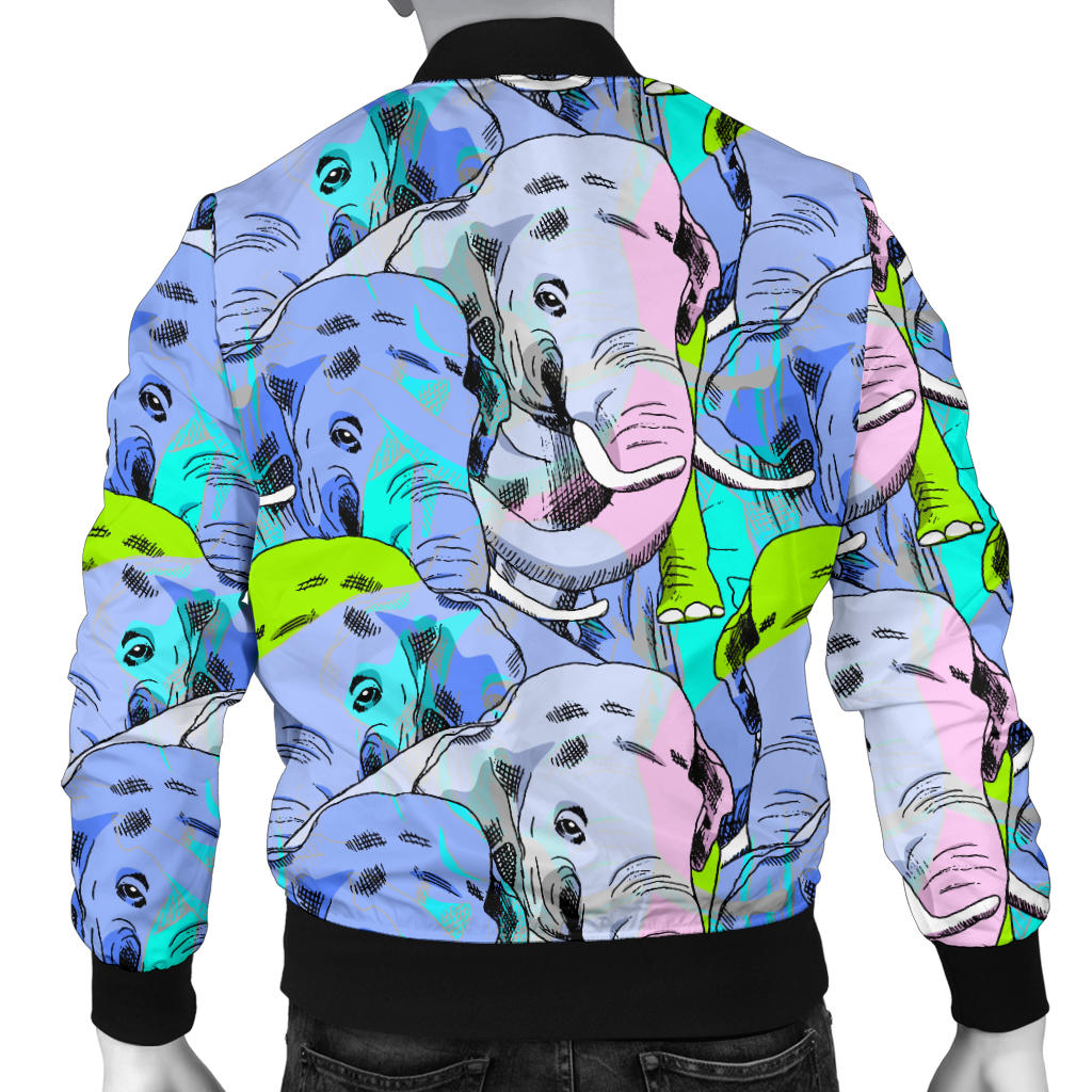 Elephant Art color Print Pattern Men Bomber Jacket