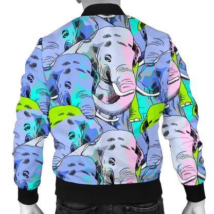 Elephant Art color Print Pattern Men Bomber Jacket