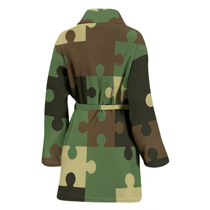 Puzzle Camo Pattern Print Design A03 Women Bathrobe