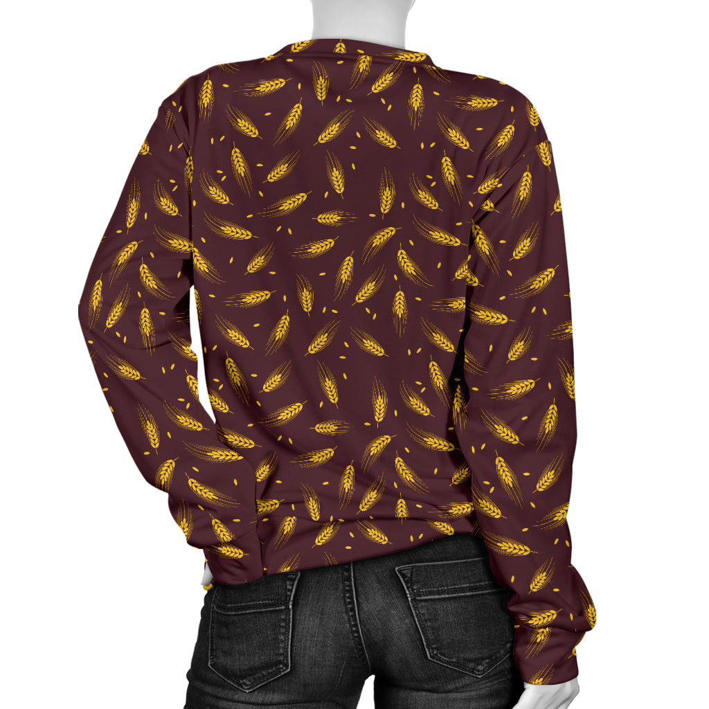 Agricultural Gold Wheat Print Pattern Women Long Sleeve Sweatshirt