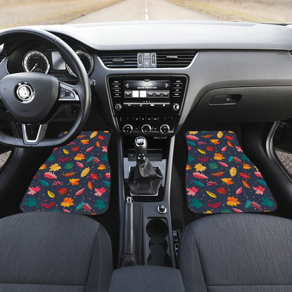 Elm Leave Colorful Print Pattern Car Floor Mats Front Back