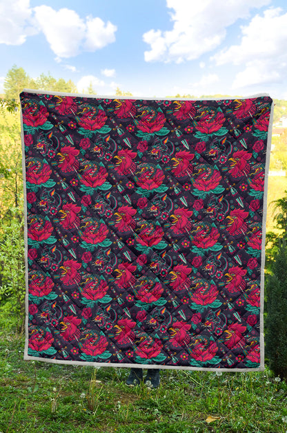Old School Tattoo Print Quilt Bedspread