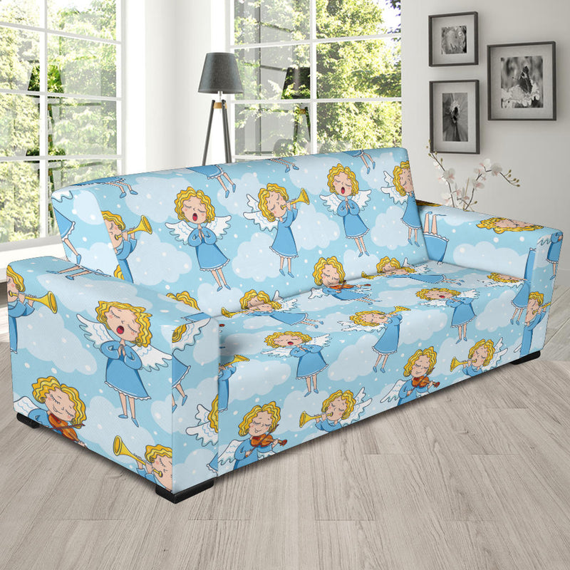 Angel Musician Pattern Print Design 09 Sofa Slipcover