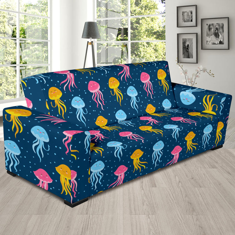 Jellyfish Pattern Print Design 04 Sofa Slipcover