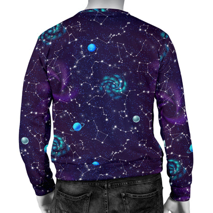 Zodiac Galaxy Design Print Men Long Sleeve Sweatshirt