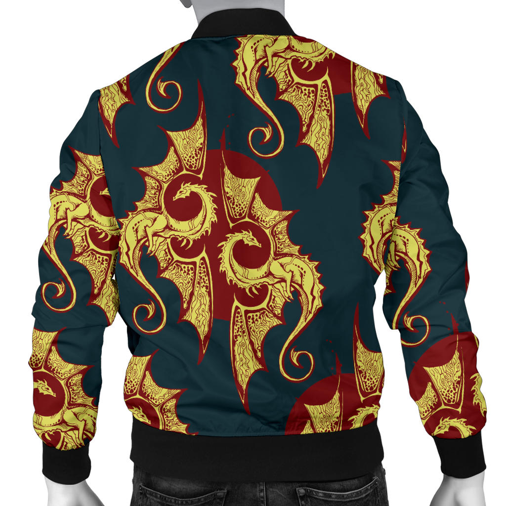 Dragons Gold Design Pattern Men Bomber Jacket