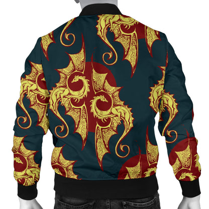 Dragons Gold Design Pattern Men Bomber Jacket