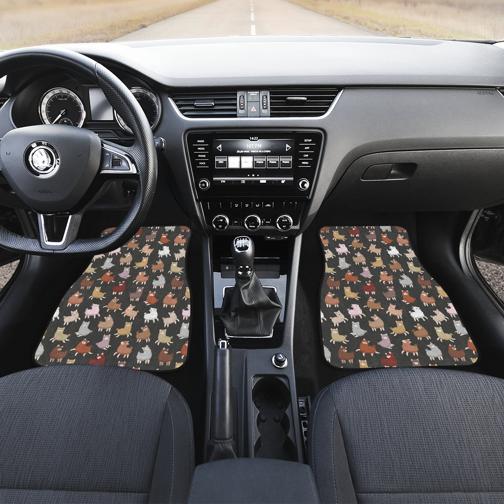 Alpaca Cute Design Themed Print Car Floor Mats Front Back