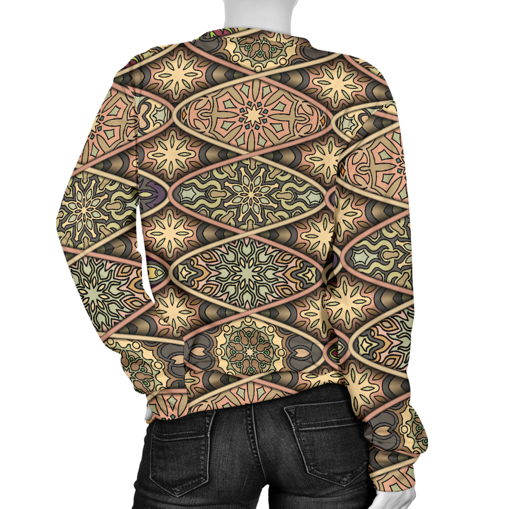 Mandala Motif Themed Design Print Women Long Sleeve Sweatshirt