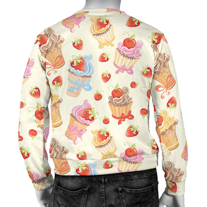 Cupcakes Strawberry Cherry Print Men Long Sleeve Sweatshirt