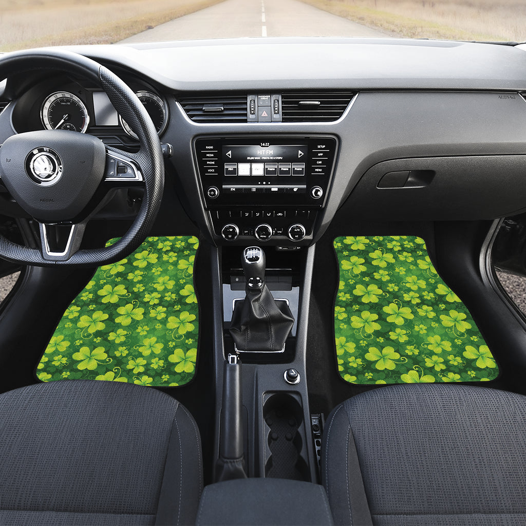 Shamrock Clover Print Car Floor Mats Front Back