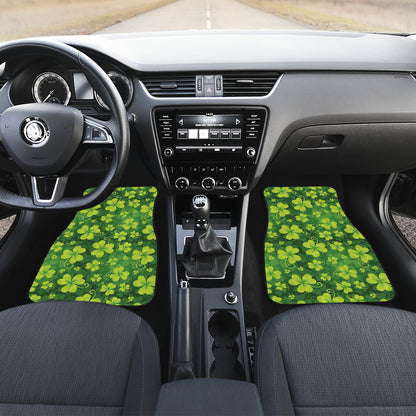 Shamrock Clover Print Car Floor Mats Front Back