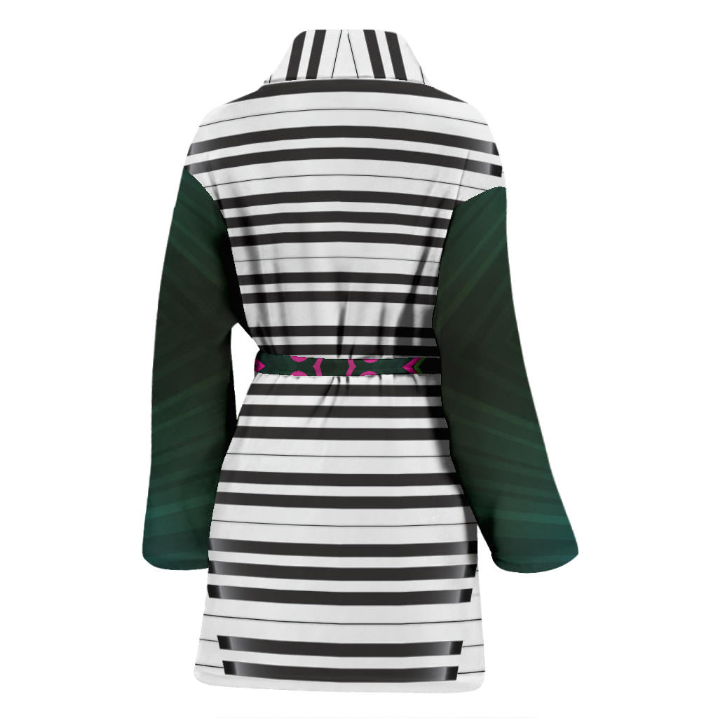 Piano Pattern Print Design 01 Women Bathrobe