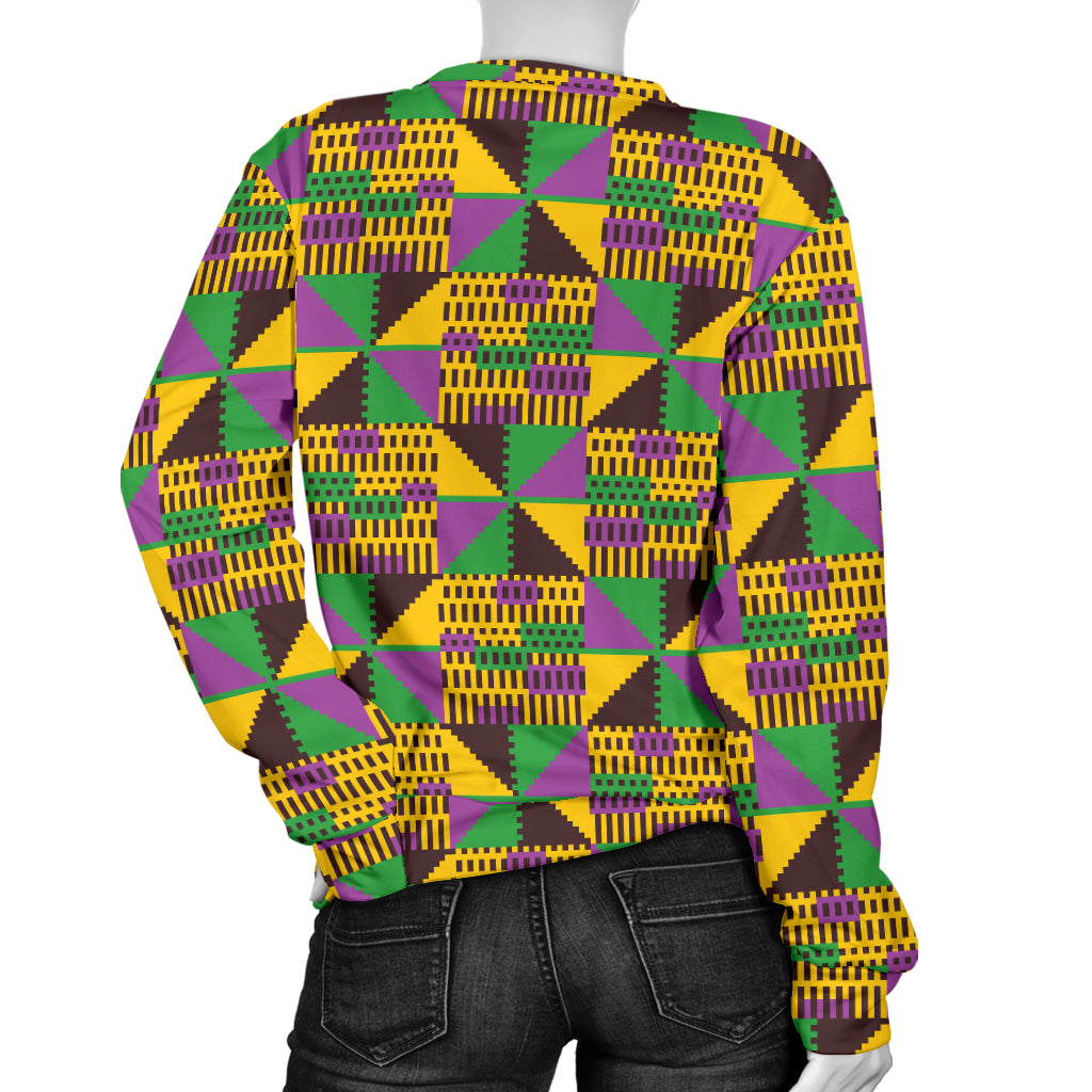 Kente Triangle Design African Print Women Long Sleeve Sweatshirt