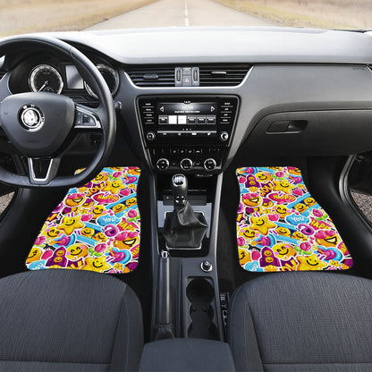 Emoji Sticker Print Pattern Car Floor Mats Front Back