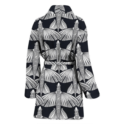 Flying Fish Pattern Print Design 03 Women Bathrobe