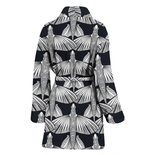 Flying Fish Pattern Print Design 03 Women Bathrobe