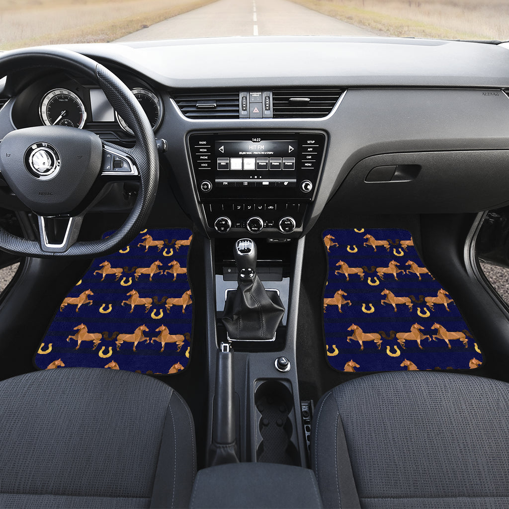 Horse Luxury Themed Pattern Print Car Floor Mats Front Back