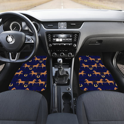 Horse Luxury Themed Pattern Print Car Floor Mats Front Back