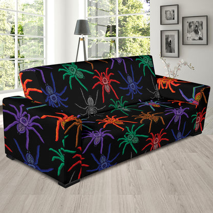 Tarantula Neon Color Pattern Print Design 03 Sofa Slipcover