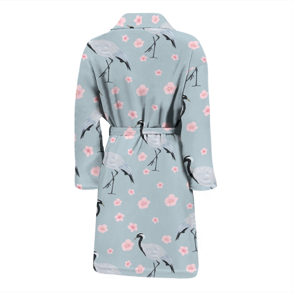 Sakura Bird Print Design LKS304 Men Bathrobe