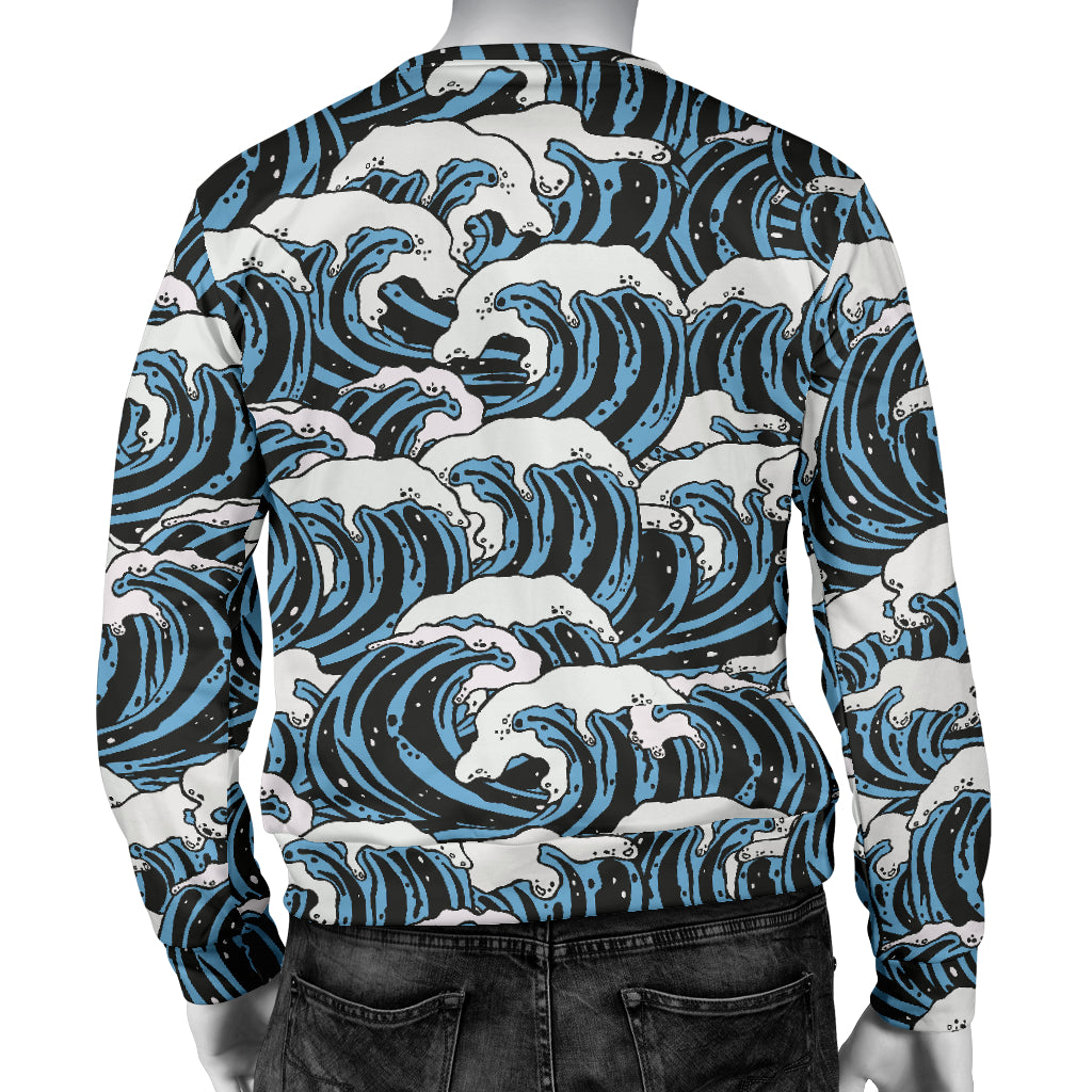 Surf Wave Pattern Print Men Long Sleeve Sweatshirt