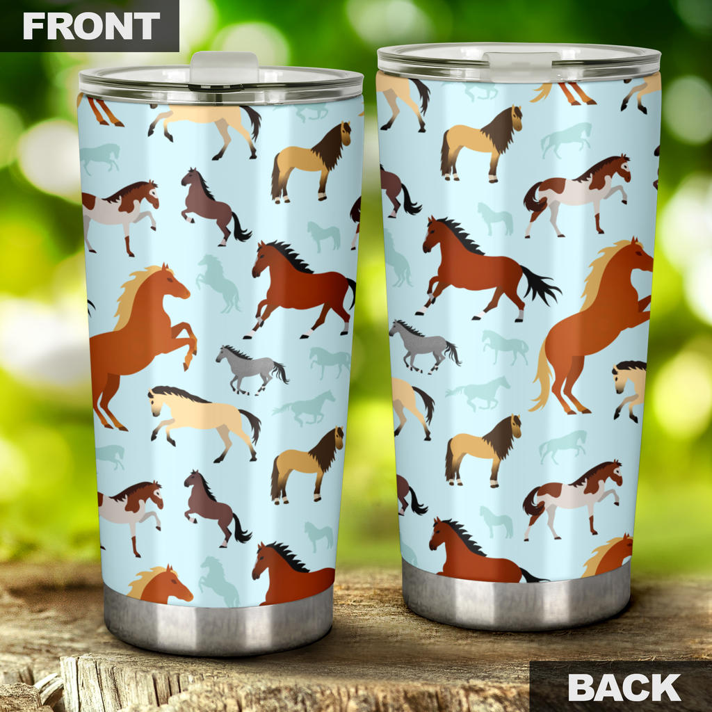 Horse Cute Themed Pattern Print Tumbler