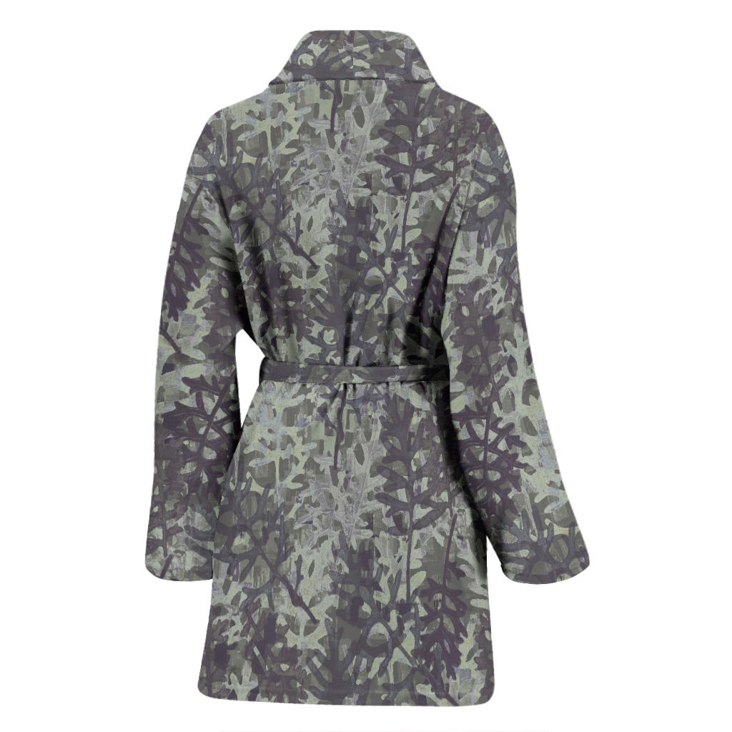 Camouflage Fern Pattern Print Design 05 Women Bathrobe
