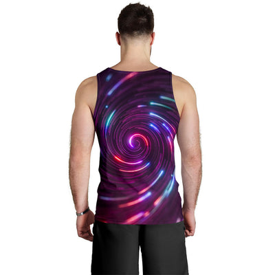 Vortex Twist Swirl Purple Neon Print Men Tank Top