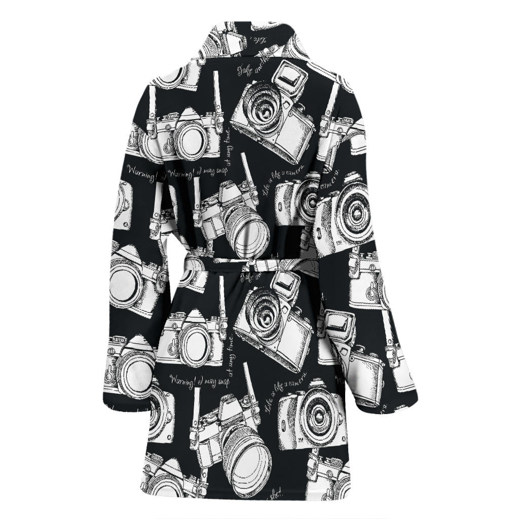 Camera Pattern Print Design 01 Women Bathrobe