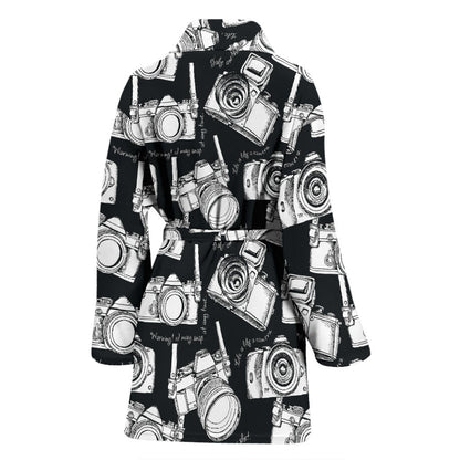 Camera Pattern Print Design 01 Women Bathrobe