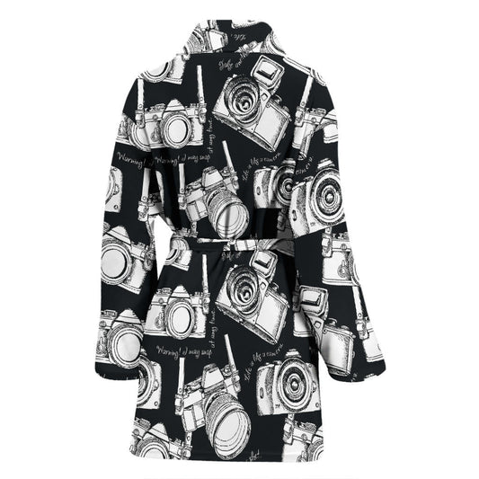 Camera Pattern Print Design 01 Women Bathrobe