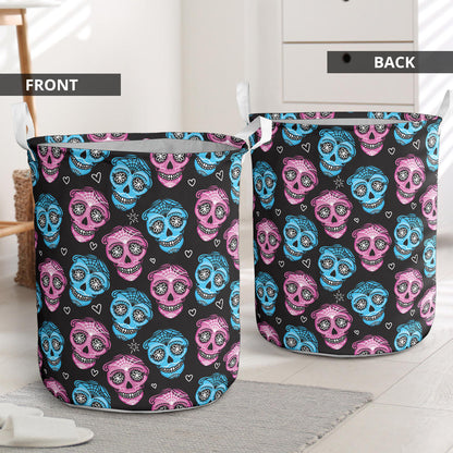 Day of the Dead Skull Print Pattern Laundry Basket