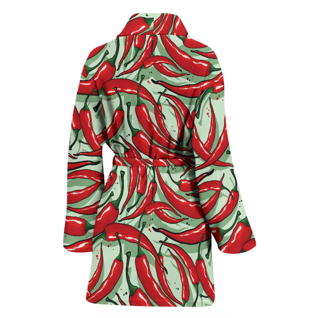 Chilli Pepper Pattern Print Design 04 Women Bathrobe
