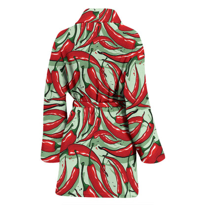 Chilli Pepper Pattern Print Design 04 Women Bathrobe