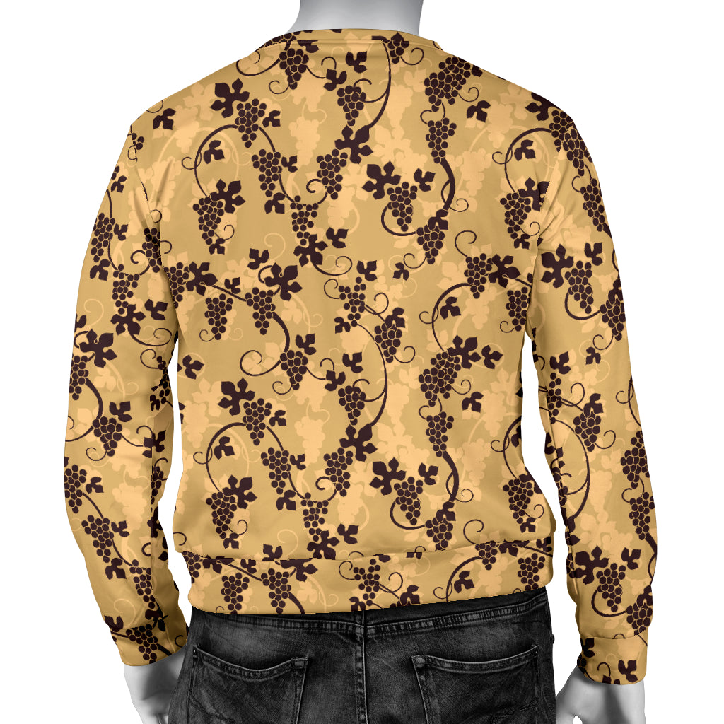 Wine Grape Design Print Men Long Sleeve Sweatshirt