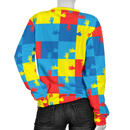 Autism Awareness Design Themed Print Women Long Sleeve Sweatshirt