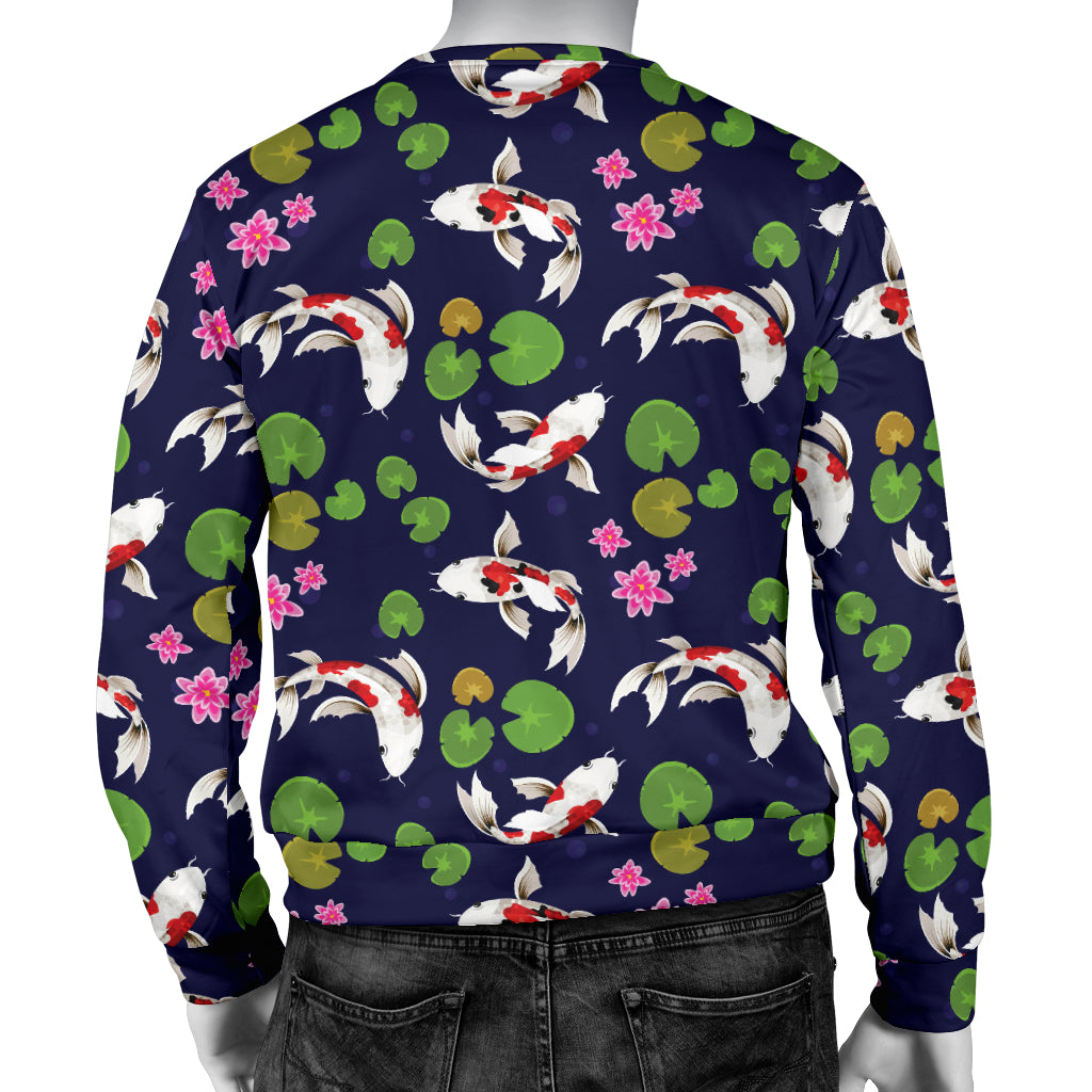 Koi Carp Pattern Design Themed Print Men Long Sleeve Sweatshirt