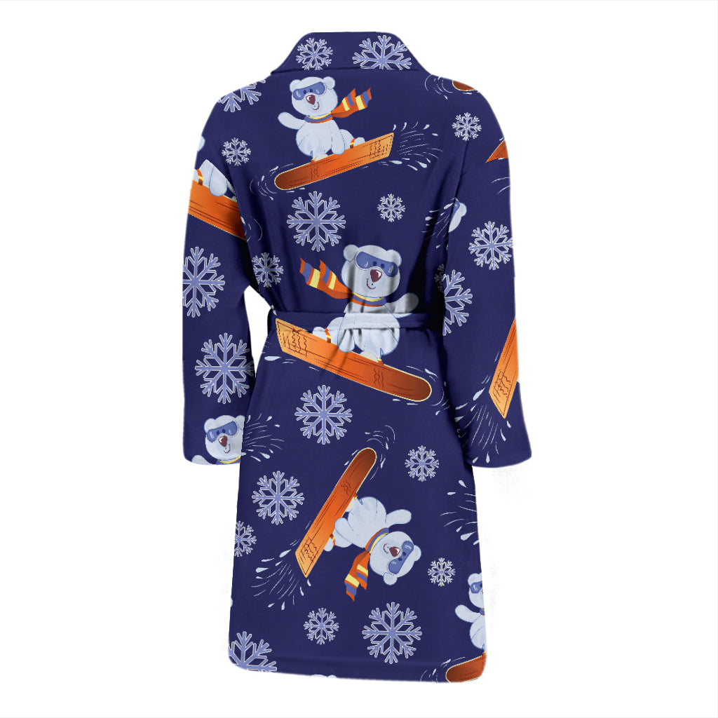 Snowboard Bear Print Design LKS305 Men Bathrobe