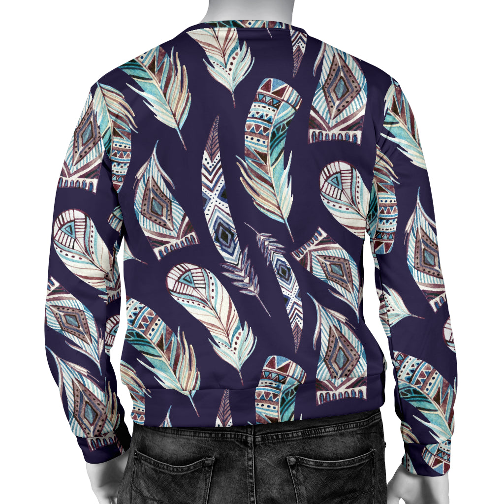 Feather Vintage Boho Design Print Men Long Sleeve Sweatshirt