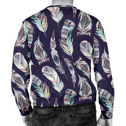 Feather Vintage Boho Design Print Men Long Sleeve Sweatshirt