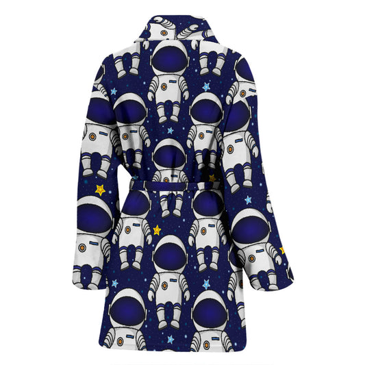 Astronaut Pattern Print Design 01 Women Bathrobe