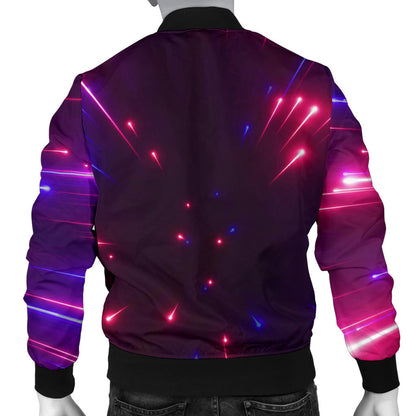 Celestial Purple Blue Neon Speed Light Men Bomber Jacket