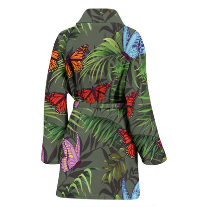 Monarch Butterfly Pattern Print Design 04 Women Bathrobe