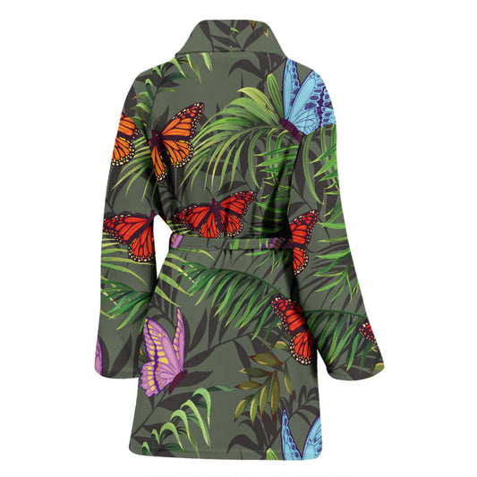 Monarch Butterfly Pattern Print Design 04 Women Bathrobe