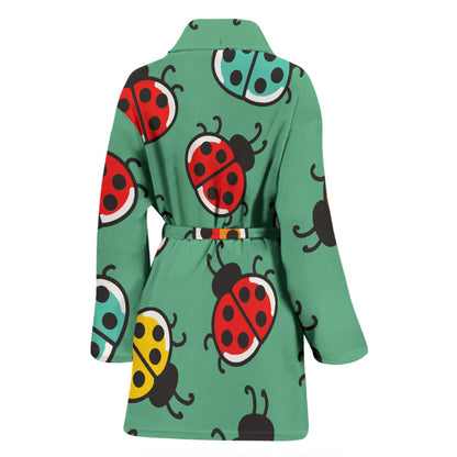 Ladybug Pattern Print Design 02 Women Bathrobe
