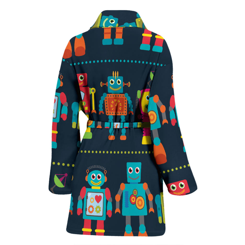 Robot Pattern Print Design A01 Women Bathrobe