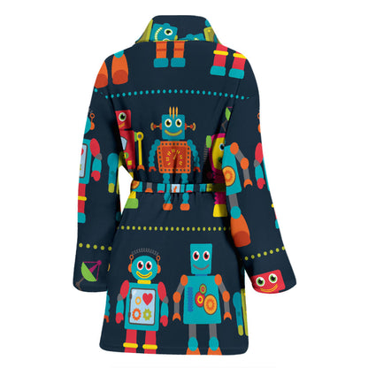 Robot Pattern Print Design A01 Women Bathrobe